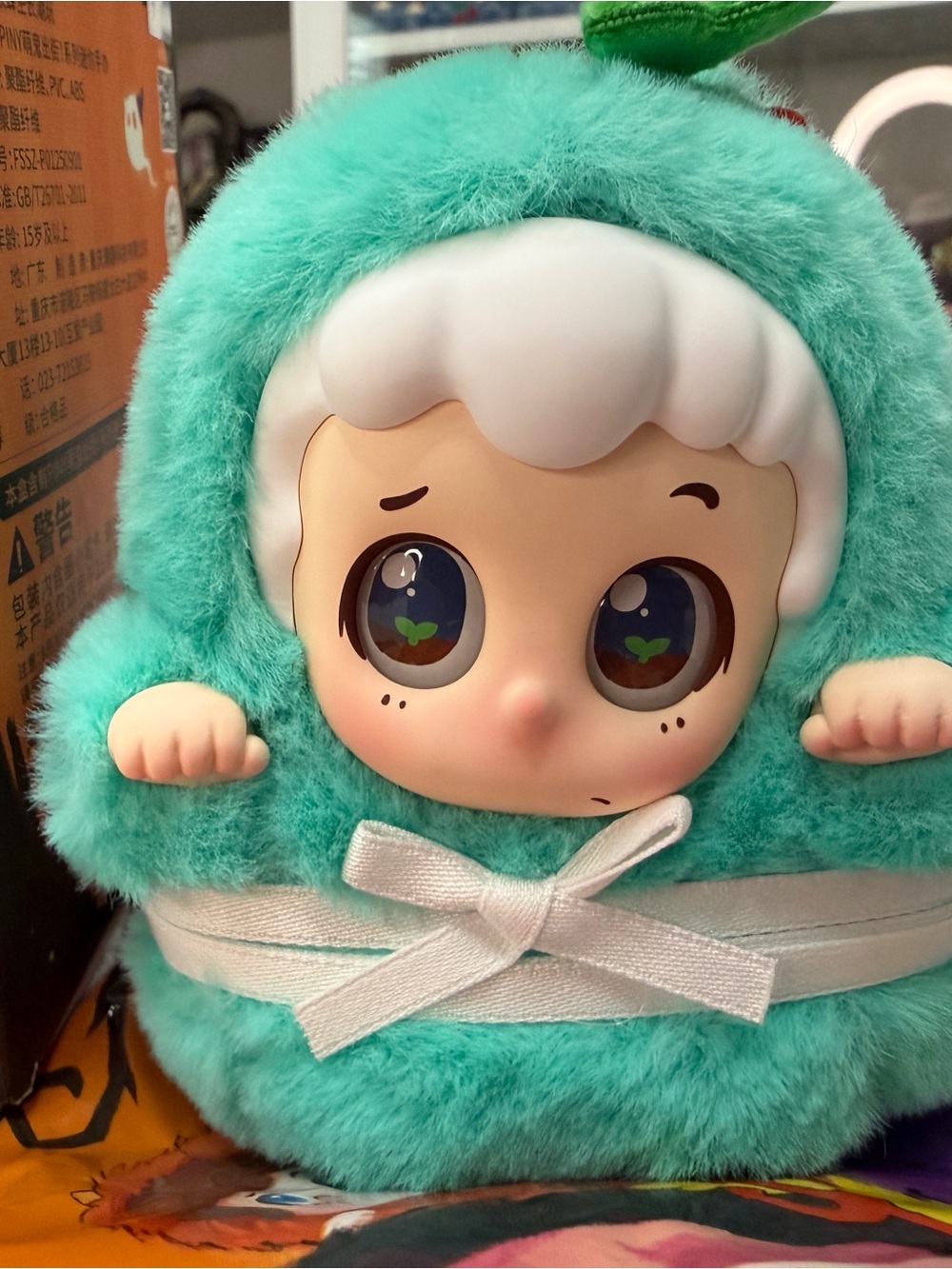 Plush Teal Baby Doll Plushie with Bow - Kids Toys